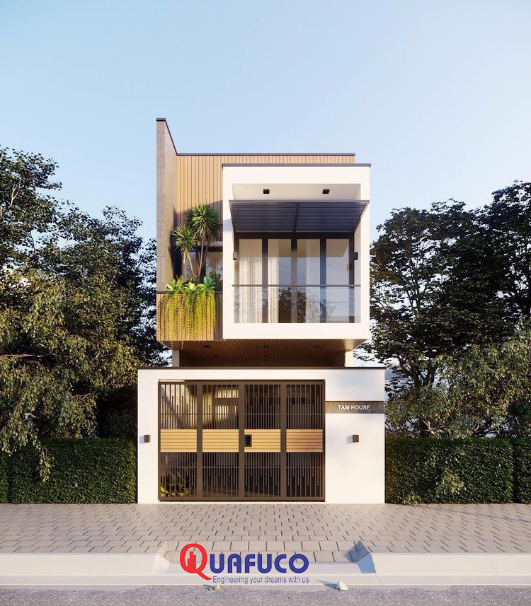 Thiết kế nhà phố 2 tầng tại quận Tân Phú - Xây Dựng Quang Phúc 